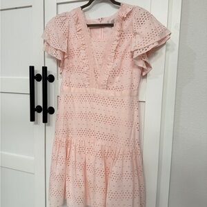 Rachel Parcell Light Pink Eyelet Ruffle Sleeve Dress